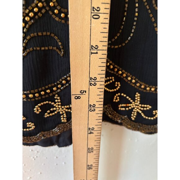 Vintage Sténay Black & Gold Silk Beaded Blouse XL - Picture 9 of 15